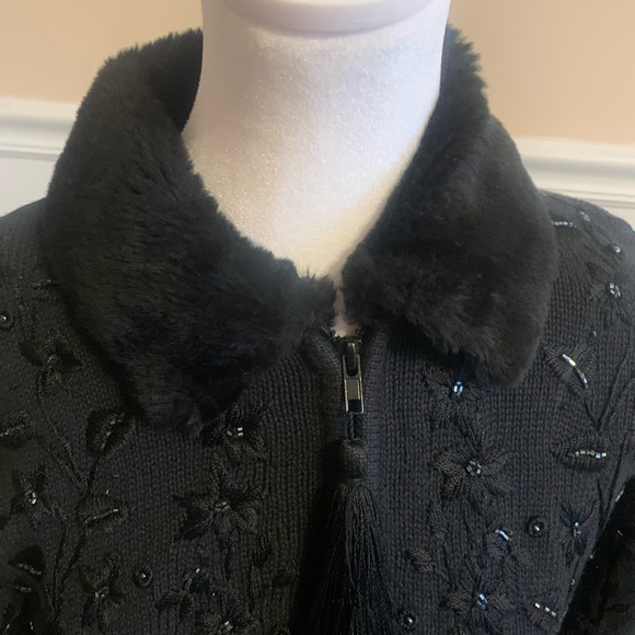 Elana Cardello Vintage Fur and Hand Embroidered Sweater/ Jacket - Picture 2 of 8
